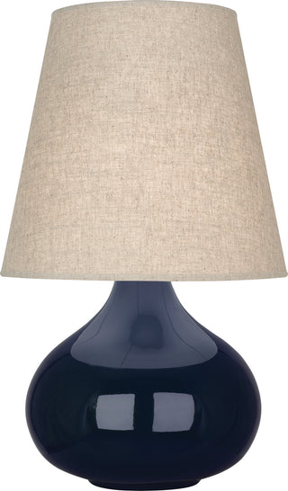 Buy midnight-blue-glazed-ceramic-with-buff-linen-shade-glass June Table Lamp by Robert Abbey