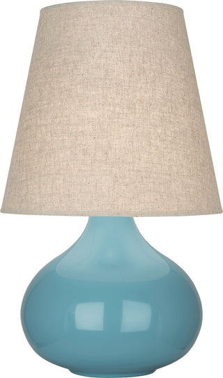 Buy steel-blue-glazed-ceramic-with-buff-linen-shade-glass June Lamp by Robert Abbey