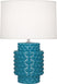 Peacock Glazed Textured Ceramic with Fondine Fabric Shade Glass