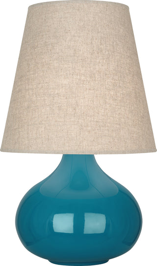 Buy peacock-glazed-ceramic-with-buff-linen-shade-glass June Lamp by Robert Abbey
