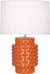 Pumpkin Glazed Textured Ceramic with Fondine Fabric Shade Glass