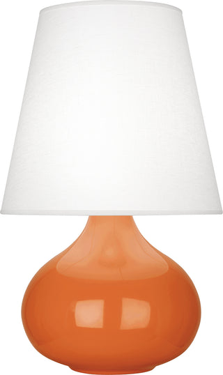 Buy pumpkin-glazed-ceramic-with-oyster-linen-shade-glass June Lamp by Robert Abbey