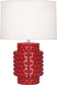 Ruby Red Glazed Textured Ceramic with Fondine Fabric Shade Glass