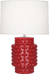 Ruby Red Glazed Textured Ceramic with Fondine Fabric Shade Glass