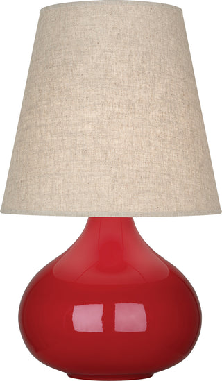 Buy ruby-red-glazed-ceramic-with-buff-linen-shade-glass June Lamp by Robert Abbey
