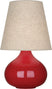 Ruby Red Glazed Ceramic with Buff Linen Shade Glass