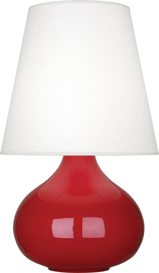 Buy ruby-red-glazed-ceramic-with-oyster-linen-shade-glass June Lamp by Robert Abbey