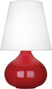 Ruby Red Glazed Ceramic with Oyster Linen Shade Glass