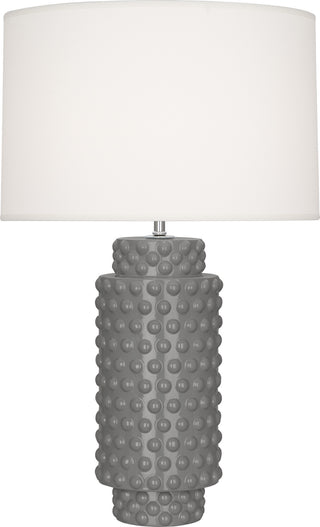 Buy smokey-taupe-glazed-textured-ceramic-with-fondine-fabric-shade-glass Dolly Table Lamp by Robert Abbey