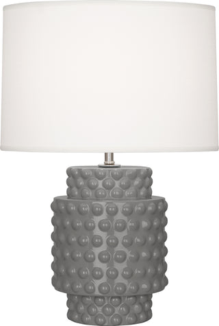 Buy smokey-taupe-glazed-textured-ceramic-with-fondine-fabric-shade-glass Dolly Lamp by Robert Abbey