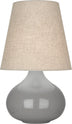 Smoky Taupe Glazed Ceramic with Buff Linen Shade Glass