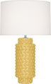 Sunset Yellow Glazed Textured Ceramic with Fondine Fabric Shade Glass