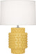 Sunset Yellow Glazed Textured Ceramic with Fondine Fabric Shade Glass