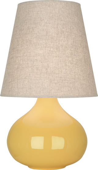 Buy sunset-yellow-glazed-ceramic-with-buff-linen-shade-glass June Table Lamp by Robert Abbey