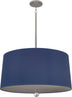Polished Nickel with Ink Blue Fabric Shade With Carter Gray Lining Glass and Blue Shade
