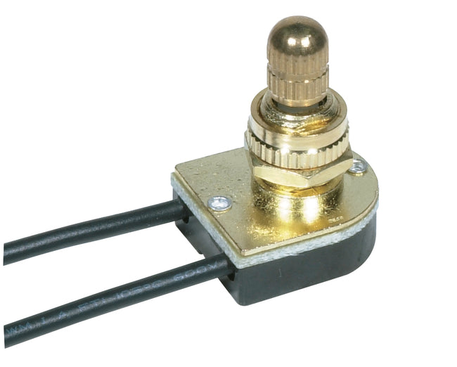 Satco On-Off Metal Rotary Switch, 3/8" Metal Bushing, Single Circuit, 6A-125V, 3A-250V Rating, Brass Plated / Steel, alternate view [Satco-90-501|CUSTOM|1]