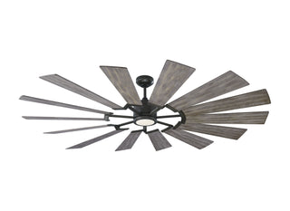 Buy aged-pewter-finish-with-distressed-grey-weathered-oak-blades Prairie Outdoor (Damp) Ceiling Fan with Light by Visual Comfort Fan