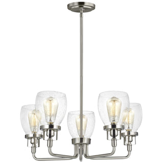 Buy brushed-nickel-with-clear-seeded-glass Belton Chandelier by Generation Lighting