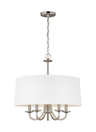 Buy brushed-nickel-with-white-linen-glass Seville Outdoor (Damp) Chandelier by Generation Lighting