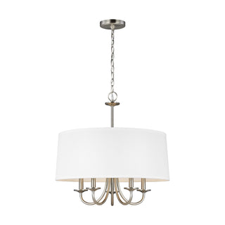 Buy brushed-nickel-with-white-linen-glass Seville Outdoor (Damp) Chandelier by Generation Lighting