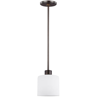 Buy bronze-with-etched-white-inside-glass-and-white-shade Canfield Outdoor (Damp) Mini Pendant by Generation Lighting