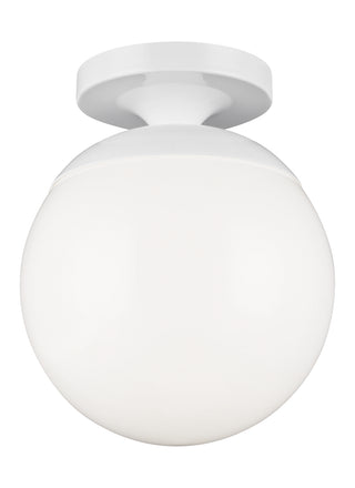Buy white-with-smooth-white-glass-and-white-shade Leo - Hanging Globe Outdoor (Damp) Semi-Flush Mount Ceiling Light by Visual Comfort Studio