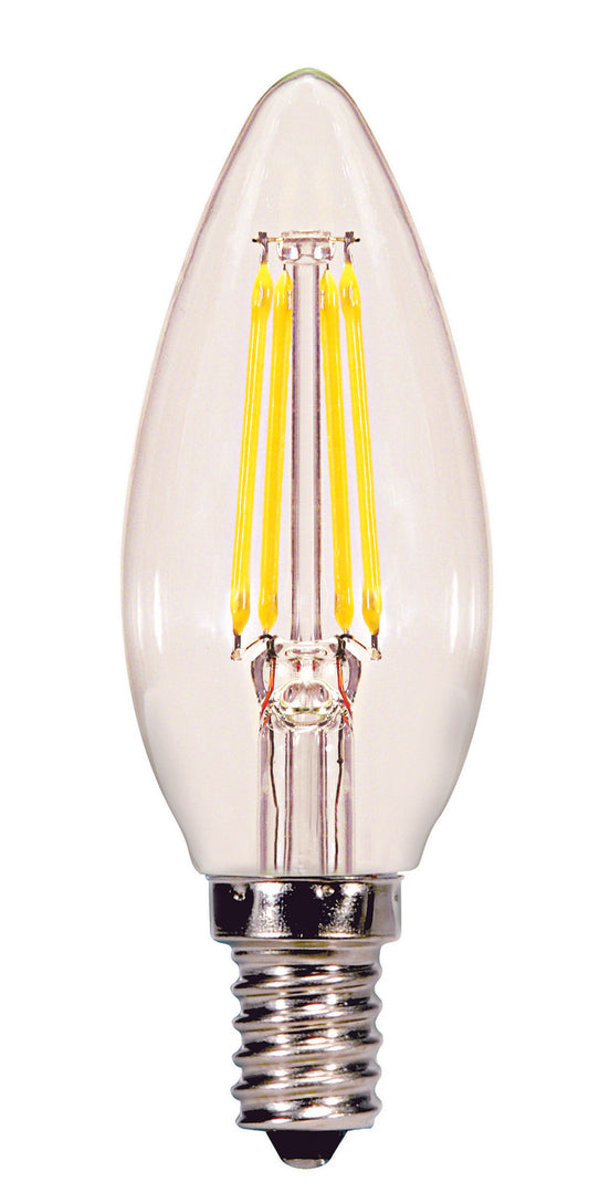 Satco 4W C11 LED Candelabra Bulb – 5000K Dimmable Filament LED Candelabra Lamp (E12 Base, 40W Equivalent)
