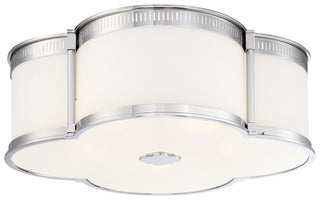 Buy polished-nickel-with-etched-white-glass-and-white-shade Flush Mount Outdoor (Damp) Flush Mount Ceiling Light by Minka-Lavery