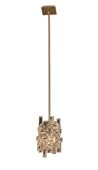 Buy brushed-champagne-gold-with-firenze-clear-glass-and-clear-textured-shade Vermeer Pendant by Allegri