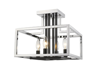 Buy chrome-matte-black Quadra Semi-Flush Mount Ceiling Light by Z-Lite