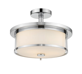 Buy chrome-with-matte-opal-glass Savannah Semi-Flush Mount Ceiling Light by Z-Lite