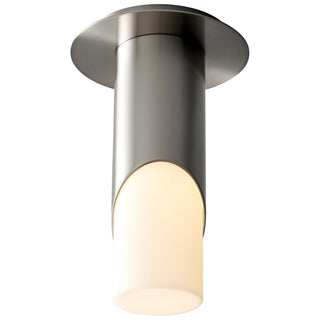 Buy satin-nickel-with-matte-white-glass-and-white-shade Ellipse Outdoor (Damp) Ceiling Mount Light by Oxygen