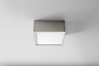 Buy satin-nickel-with-matte-white-glass Pyxis Outdoor (Damp) Ceiling Light by Oxygen