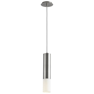 Buy satin-nickel-with-matte-white-glass-and-white-shade Opus Outdoor (Damp) Pendant by Oxygen