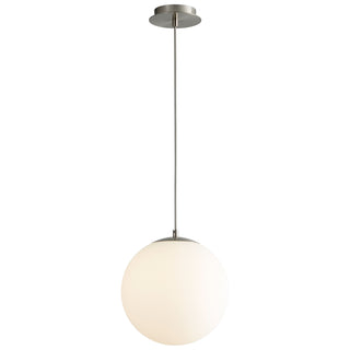 Buy satin-nickel-with-satin-opal-glass-and-white-shade Luna Outdoor (Damp) Pendant by Quorum