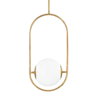 Buy vintage-brass-with-opal-ethed-glass-and-white-shade Everley Pendant by Corbett Lighting