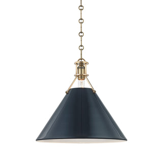 Buy aged-brass-darkest-blue-with-darkest-blue-glass Painted No. Outdoor (Damp) Pendant by Hudson Valley