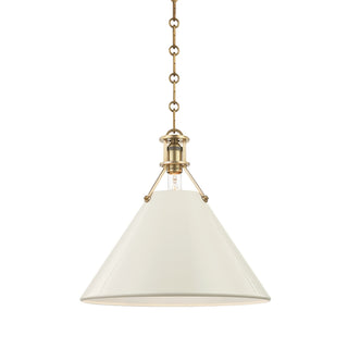 Buy aged-brass-off-white-with-off-white-glass Painted No. Outdoor (Damp) Pendant by Hudson Valley