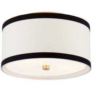 Buy gild-with-cream-linen-with-black-linen-trim-glass-and-black-white-combo-shade Walker Flush Mount Ceiling Light by Visual Comfort Signature