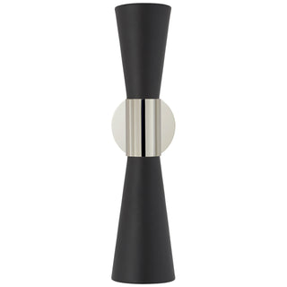 Buy polished-nickel-with-black-glass-and-metal-shade Clarkson Sconce by Visual Comfort Signature