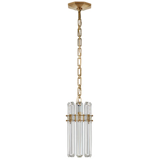 Buy hand-rubbed-antique-brass-with-crystal-glass-and-clear-shade Bonnington Outdoor (Damp) Pendant by Visual Comfort Signature