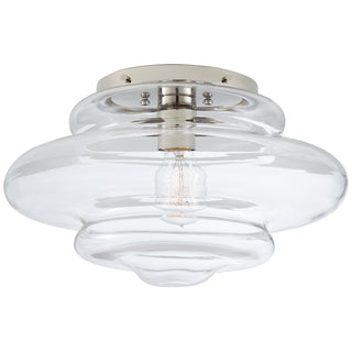 Buy polished-nickel-with-clear-glass-glass Tableau Outdoor (Damp) Flush Mount Ceiling Light by Visual Comfort Signature