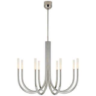 Buy polished-nickel-with-etched-crystal-glass Rousseau Outdoor (Damp) Chandelier by Visual Comfort Signature
