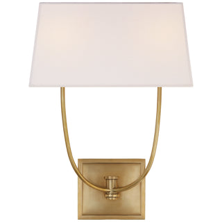 Buy antique-burnished-brass-with-12-x-13-5-x-7-linen-rectangle-shield-glass Venini Sconce by Visual Comfort Signature