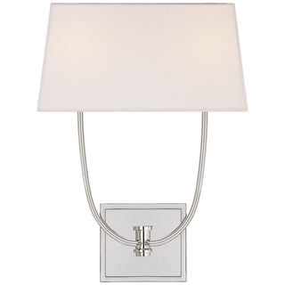 Buy polished-nickel-with-12-x-13-5-x-7-linen-rectangle-shield-glass Venini Sconce by Visual Comfort Signature