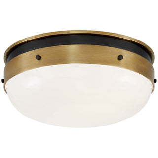 Buy bronze-with-antique-brass-with-white-glass-glass-and-white-shade Hicks Outdoor (Damp) Flush Mount Ceiling Light by Visual Comfort Signature