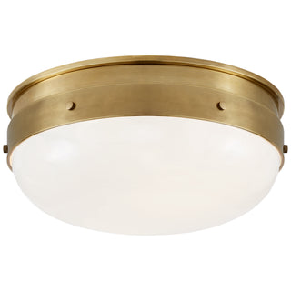 Buy hand-rubbed-antique-brass-with-white-glass-glass-and-white-shade Hicks Outdoor (Damp) Flush Mount Ceiling Light by Visual Comfort Signature