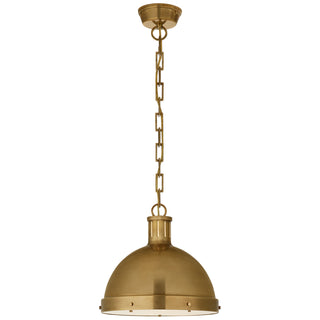 Buy hand-rubbed-antique-brass-with-frosted-acrylic-glass Hicks Outdoor (Damp) Pendant by Visual Comfort Signature