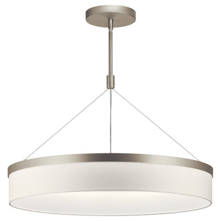 Buy satin-nickel-with-fabric-white-linen-glass-and-white-shade Mercel Chandelier by Kichler