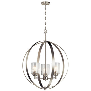 Buy brushed-nickel-with-clear-seeded-glass-and-clear-shade Winslow Chandelier by Kichler